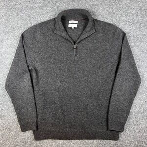 Nordstrom Sweater Mens L Gray 100% Cashmere Pullover 1/4 Zip Soft Luxury
